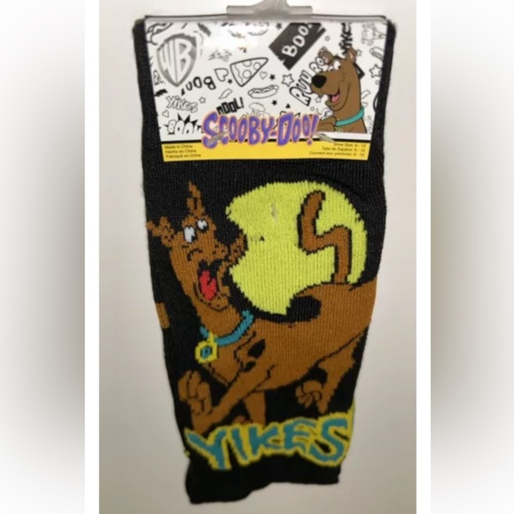 Scooby Doo Crew Socks 1 Pair Men  6-12 Black Green w YIKES! & Scooby Mystery NEW - Picture 9 of 9